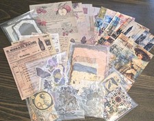100 Pc Junk Journal Bundle Scrapbook Paper Supplies Stickers Tags Vintage