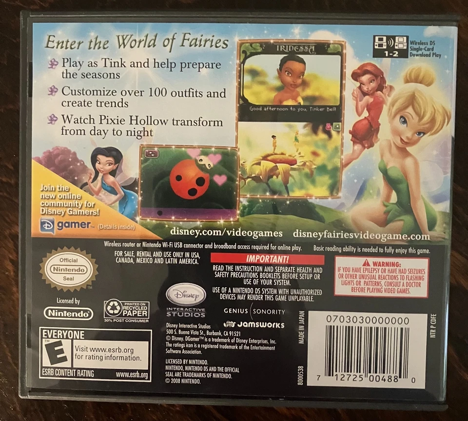 Nintendo DS: Disney Fairies Tinker Bell, (Juego, Estuche y Manual), Probado Foto 2 de 3
