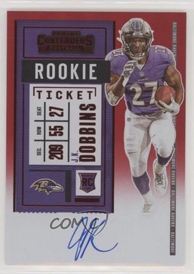 2020 Panini Contenders RPS FOTL Red Zone JK Dobbins #123 Rookie Auto RC 7xr