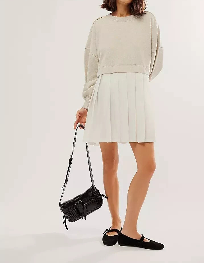 Free People Eleanor Sweatshirt Tunic Dress Oversized Cotton Solid S 271924