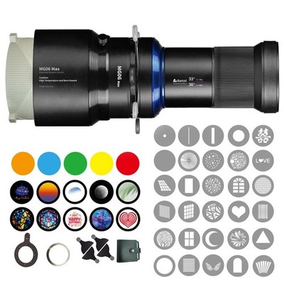 Bussi MG06 Max Bowens Mount Snoot with 40 Gobos, 36° Lens Optical Snoot Spo
