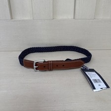 VINEYARD VINES Boys Belt size 26 Blue Braided Bungee Leather Trim NWT