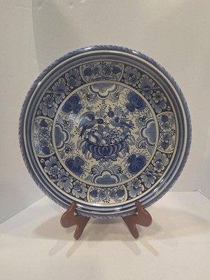 Delft Villroy & Boch V&B 15 Inch Diameter Charger Birds Fruit Curved Signed