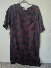 Authentic LANVIN Star Patterned Oversized  Dress Burgundy Size 36