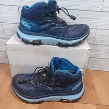 Hoka One One Toa Gtx Shoes Womens 7.5 Blue Quick Lace Mid Top Vibram Hiking