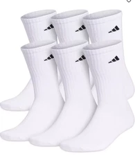 Free Shipping! New Orignal adidas Men's Cushioned Athletic 6-Pack Crew Socks