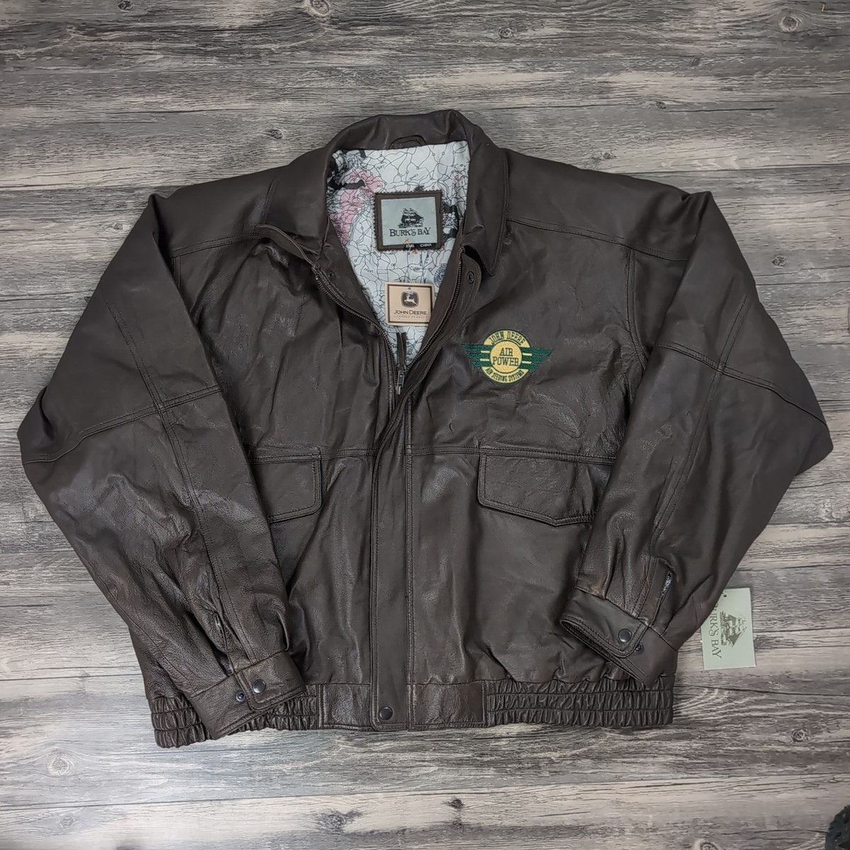 Burks Bay Brown John Deere Leather Jacket Mens XXXL Broen Air