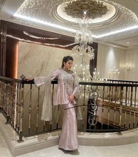 New Collection Heavy Natural Crape Top And Sharara With Dupatta For Women Wear