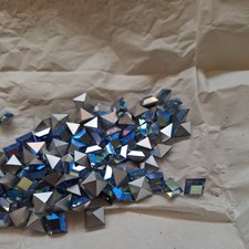 Vintage Swarovski Light Sapphire Aurora Borealis  6mm Square. Foiled. 72pc.