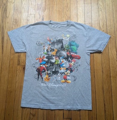 Walt Disney World Pixar Shirt Size Medium Gray Mickey Toy Story Monsters Cars 