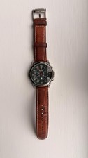 Fossil Grant Chronograph Green Dial Brown Leather Strap Watch for Men - FS4918