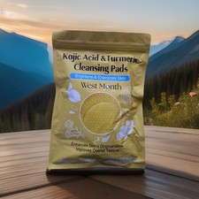 60pcs Kojic Acid And Turmeric Cleansing Pads Facial Sponges Turmeric Kojic Acid