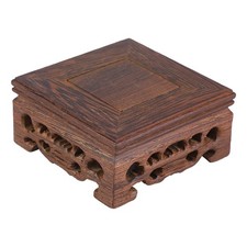Square Teapot Base,Carved Wooden Display Stand,Plant Stand Vase Decor Solid W...