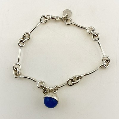 Michael Graves Bracelet Sterling Silver Blue Modernist Link Orb Minimal Artsy
