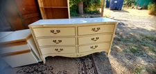 Antique Fr Provincial 5 Drawer Lingerie Dresser & 6 Drawer Dresser W/Mirror Set