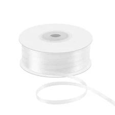 1/8 x 100 Yards White Satin Ribbon, Double Faced, Thin, Gift Wrapping, Crafts