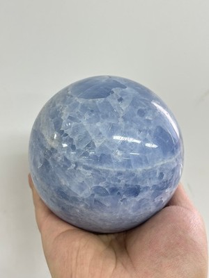 3.4LB Natural Celestite Sphere 3.8'' Crystal Ball Healing Collection Decor