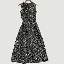 Uniqlo Sleeveless Black & White Floral Midi Dress Polyester M0076
