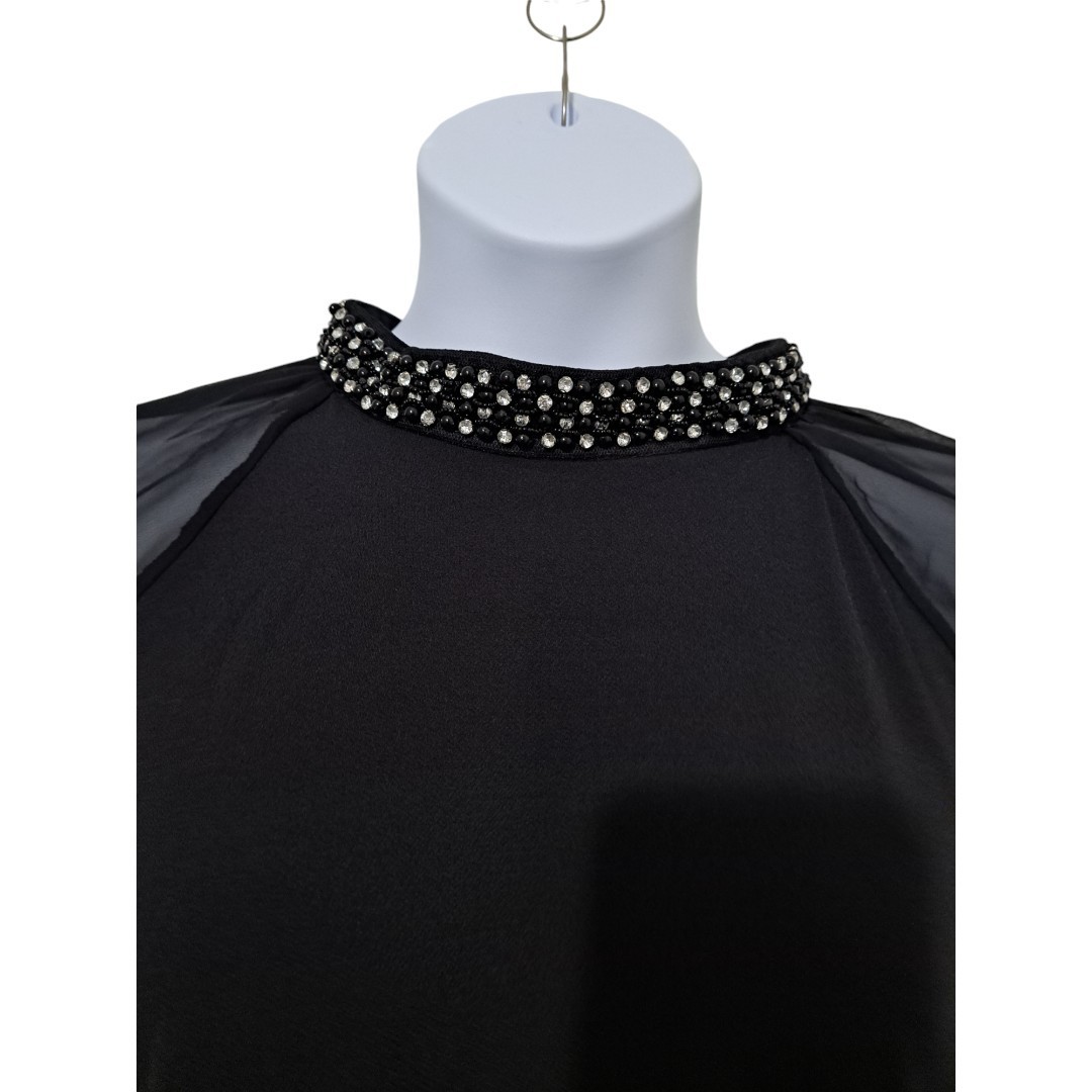 Bold Elements Black 2X Plus Size Women's Mock Neck Long Sleeve Blouse 