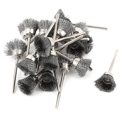 Polishing Brush Drill Cup Grinder Silver Stem 2.3mm Cup 17mm