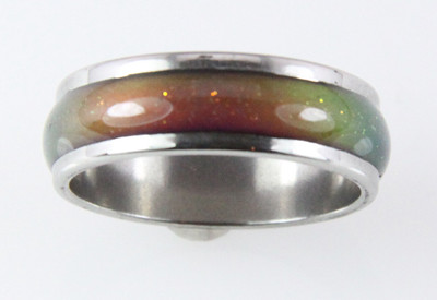 8mm Solid Heavy Stainless Steel Mood Ring Hypersensitive Color 70's Look Nice