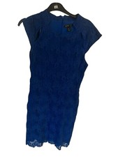 MANGO SUIT Electric Blue Crochet Linned Dress Size Medium Free UK Tracked PP