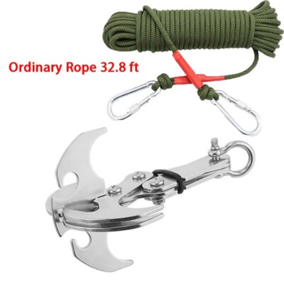 Stainless steel gravity hook climbing claw tool carabiner With 32.8ft Rope