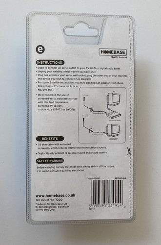 Homebase Digital Coaxial Male To Male Cable 2m Blue - 第 2/2 張圖片
