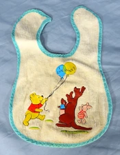VTG 1973 Disney WINNIE THE POOL Baby/Infant Bib ROO PIGLET I LUV HUNNY Balloons