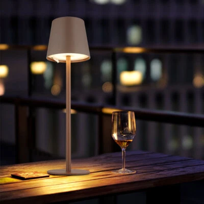 Tischlampe Außenleuchte Terrassenlampe LED Gartenlampe Touchdimmer Akku H 36 cm - Bild 1 von 4