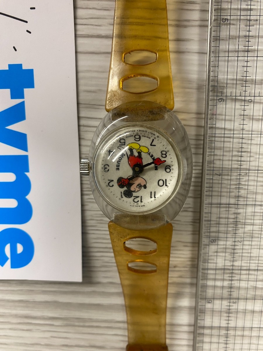 Mickey Mouse Watch Bradley Bubble Lucite Rare 1974 Collectible