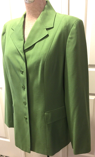 Women’s ISAAC MIZRAHI Spring Green Blazer Jacket Size 12 Classic Wool - Picture 2 of 6