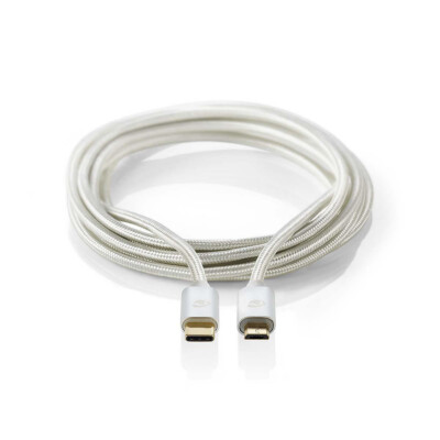 Nedis USB 2,0-Kabel Stecker Typ C Micro-B-Stecker 3m Aluminium Smartphones 
