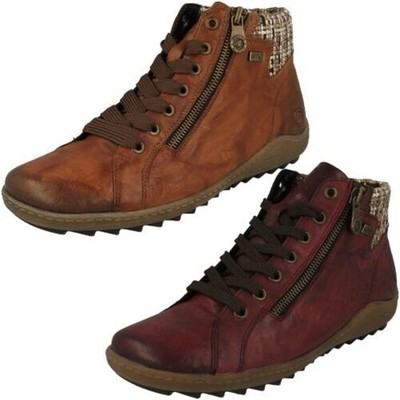 Ladies Rieker R1485 Warm Lined Woven Cuff Remonte-Tex Ankle Boots