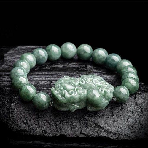 Zertifiziert 10 mm Grün Natürlich Burma A Jade Jadeit Runde Perlen PiXiu Armband - Bild 2 von 10