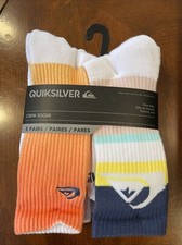 Men's Quiksilver Crew Socks 5 Pair Show Size 6-12 NWT