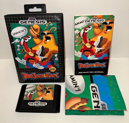 ToeJam & Earl (Sega Genesis) CIB Complete with Poster! VTG Hang Tab Tested Nice!
