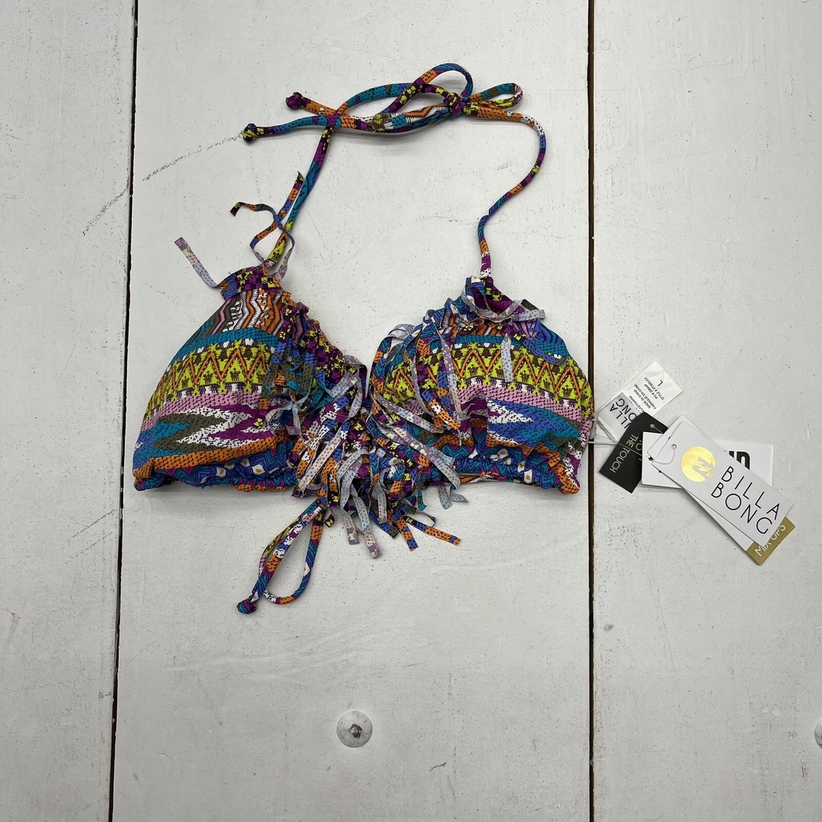 Billabong Multicolored Fringe Geometric Print Tri-Top Women's Size