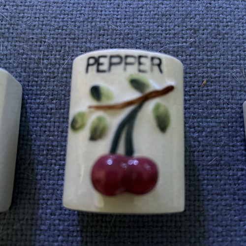 Vintage Spice Shaker Rack With Ceramic Shakers Fruit Design Japan Cherry Apple - Picture 12 of 17