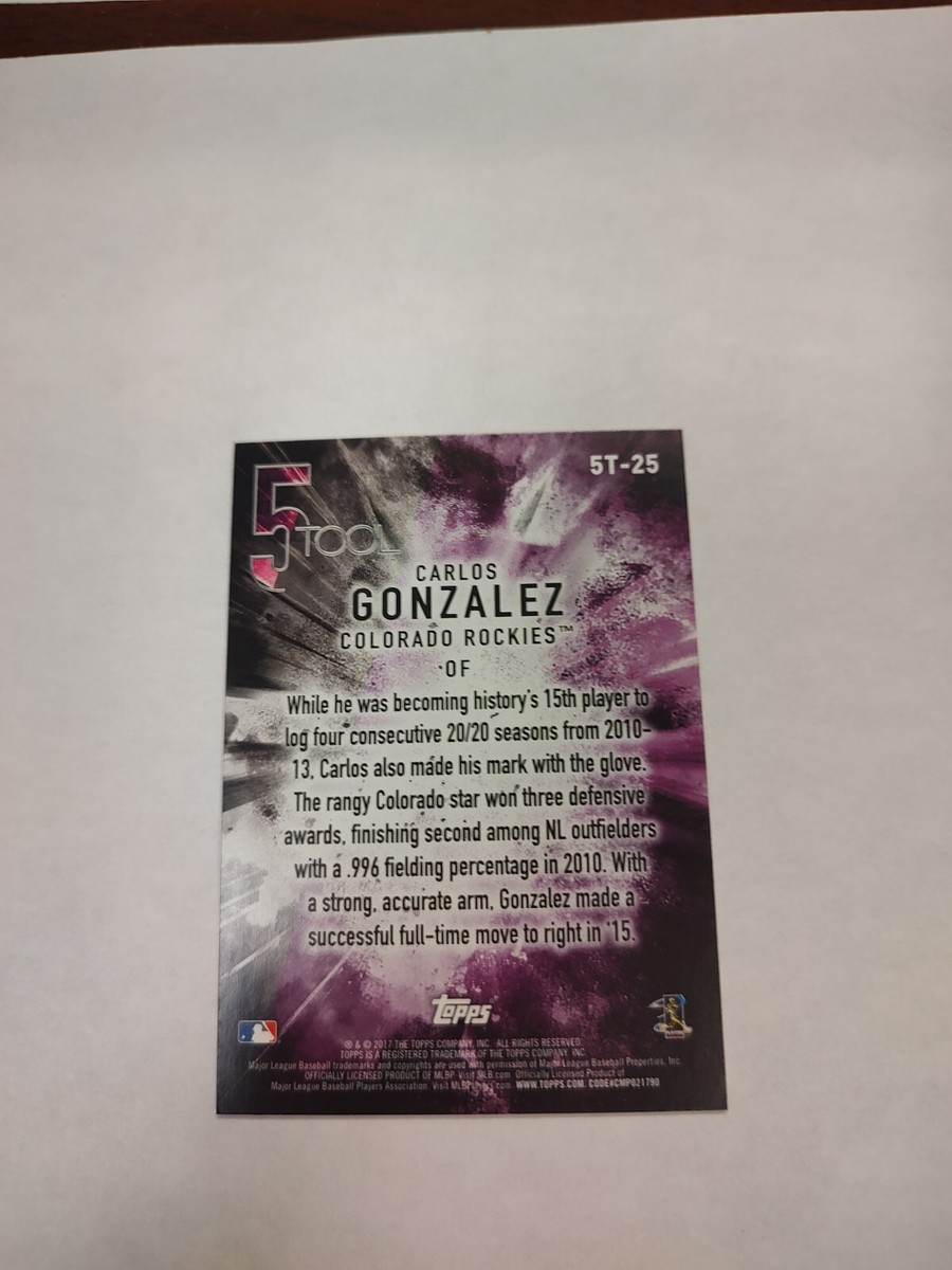 2017 Topps Five Tool Carlos Gonzalez #5T-25 (PWE)(02) | eBay