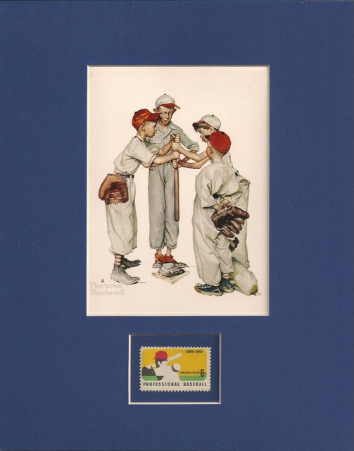 NORMAN ROCKWELL "FOUR SPORTING BOYS" - FRAMEABLE POSTAGE STAMP ART ...
