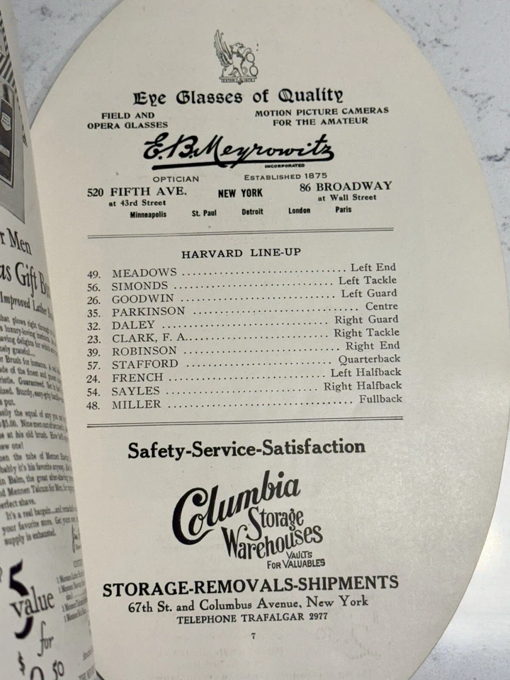 Vintage  1926 PRINCETON vs HARVARD FOOTBALL Shape Program Original Rare - Image 2 of 4