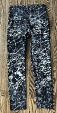 K-DEER Marbled Black White High Waisted Capri Length Leggings Small Made in USA