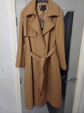 M&s Autograph Wool Rich Belted Wrap Coat With Cashmere Uk Size 16 Spice