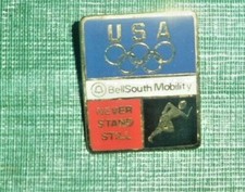 USA Olympic Bell South Mobility Sponsor "Never Stand Still" Lapel Pin