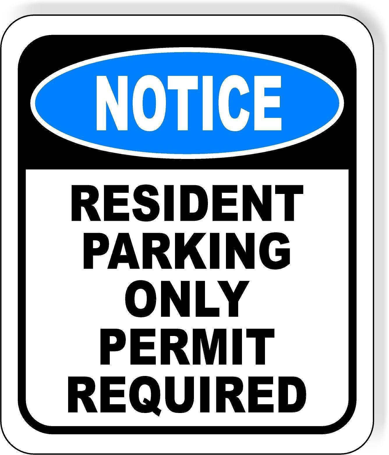 NOTICE Resident Parking Only Permit Required Metal Aluminum Composite ...