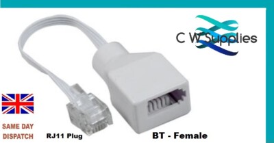 BT Socket to RJ11 Plug Pin Telephone Phone Cable Adaptor