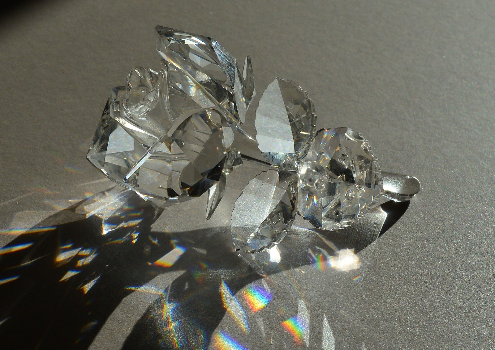 Swarovski Clear Crystal Rose Ornament Good condition no chips Cracks or