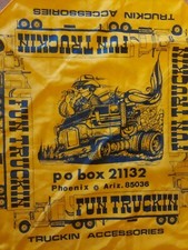 Two Vintage Crisp Fabric Cloth Bandana Handkerchiefs Fun Truckin And Pow Wow