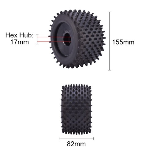 Llantas ZD Racing 17 mm HEX y 155 mm 2 piezas neumáticos para Truggy Monster Redcat Hsp HPI de 1/8 - Imagen 2 de 8